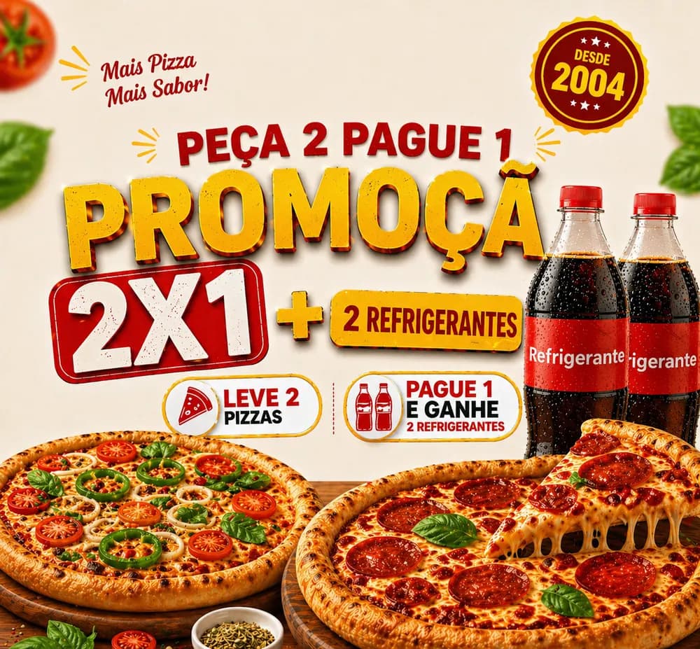 01 Pizza Média Marguerita + 01 Refri 1L